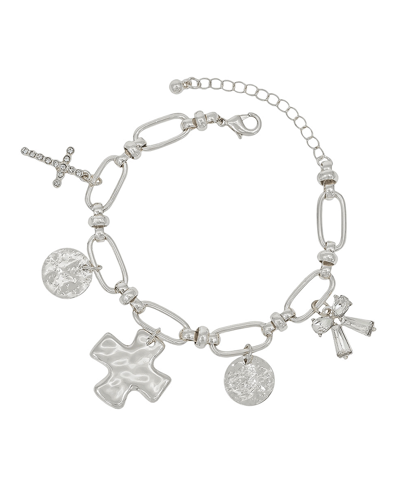 Cross & Ribbon Oval Chain Bracelet
