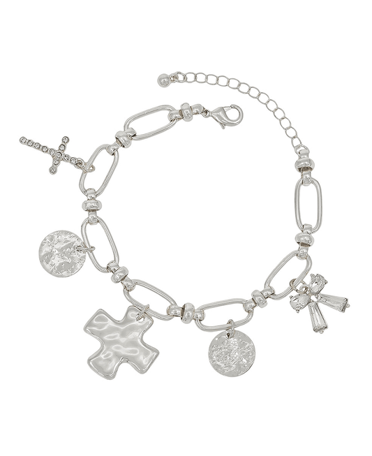 Cross & Ribbon Oval Chain Bracelet
