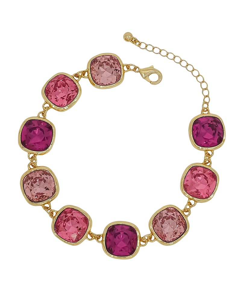 12mm Square Stone Color Mix Bracelet