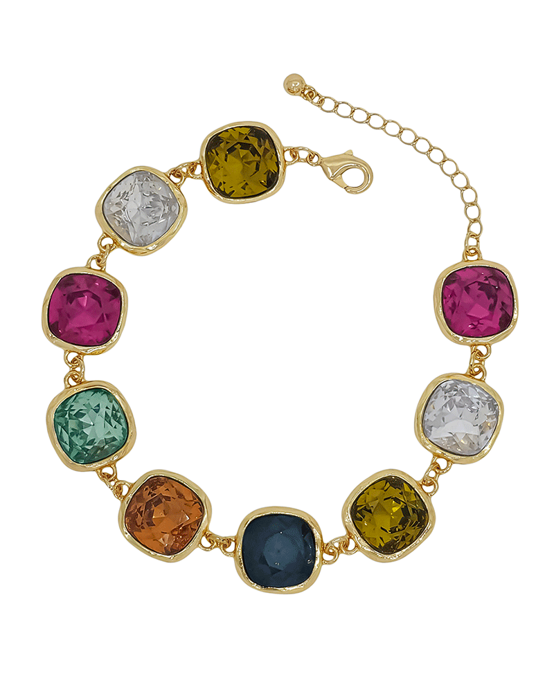 12mm Square Stone Color Mix Bracelet