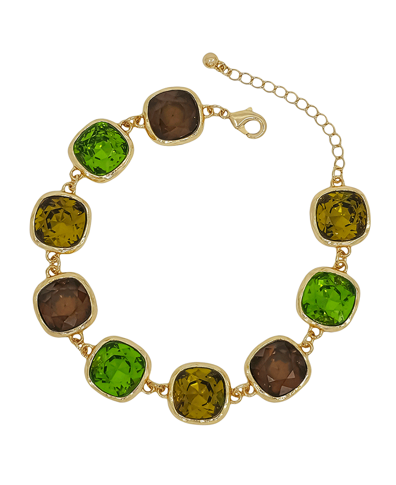 12mm Square Stone Color Mix Bracelet