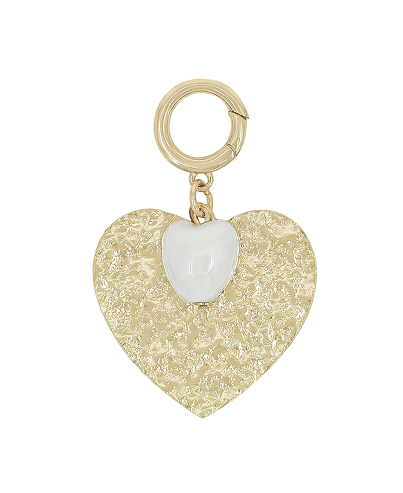 Texture Metal w/ Color Heart Accent Charm - 1.8"