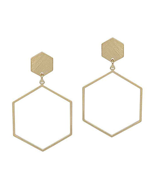 Hexagon Metal Post Earring