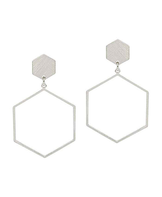 Hexagon Metal Post Earring