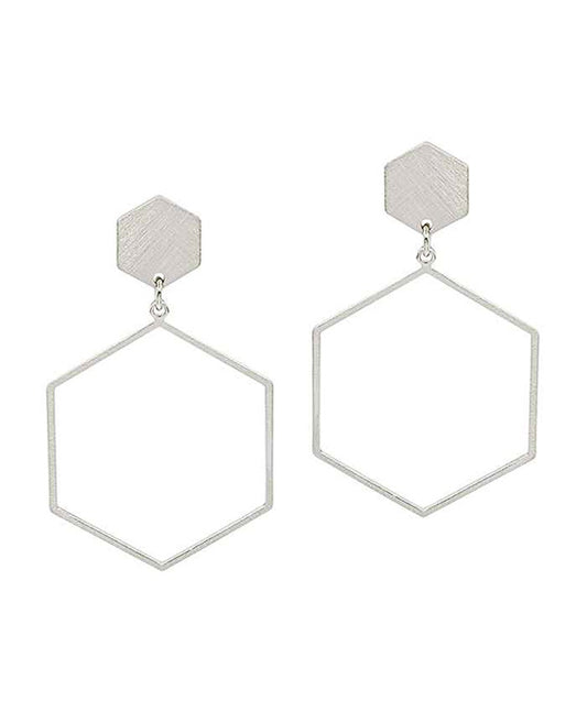 Hexagon Metal Post Earring