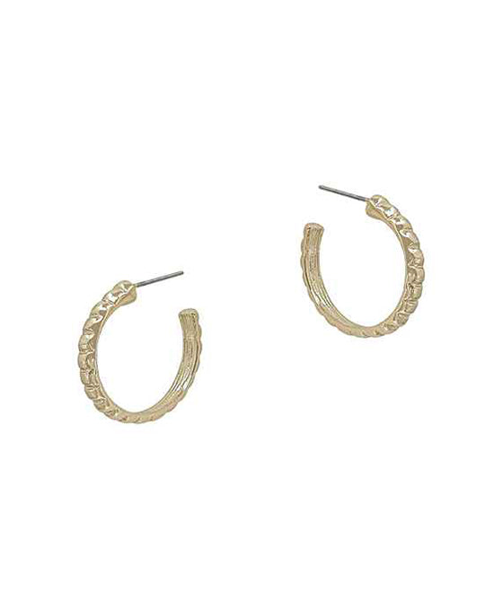 24mm Baguette Textured Hoop Earring
