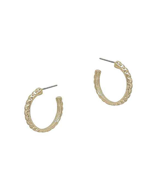 24mm Baguette Textured Hoop Earring