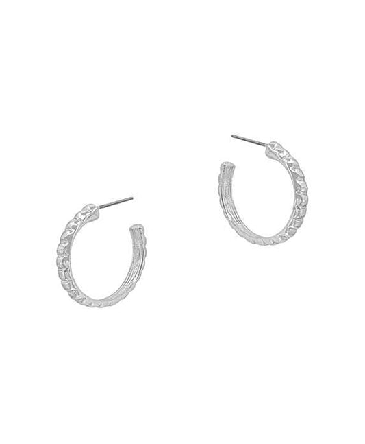 24mm Baguette Textured Hoop Earring