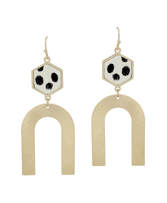 U Shape Animal Print Leather Earring