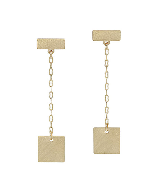 Square Post w/ Metal Drop Earring