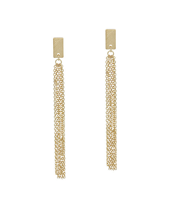 2.5 Inches Metal Post Chain Tassel Earring