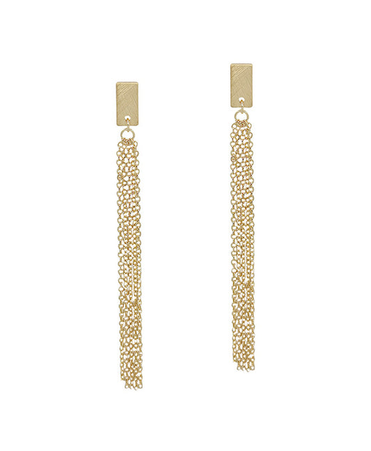 2.5 Inches Metal Post Chain Tassel Earring