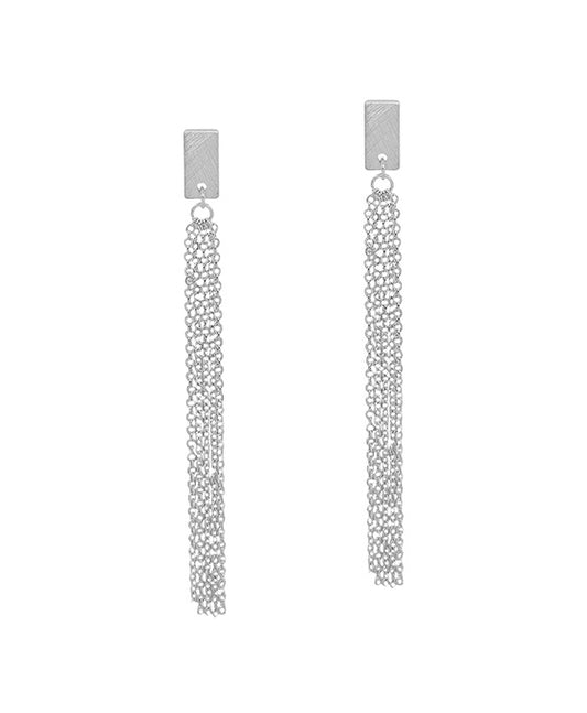 2.5 Inches Metal Post Chain Tassel Earring