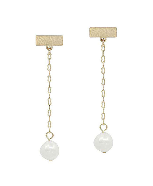 Bar Post w/ Pearl Drop Earring