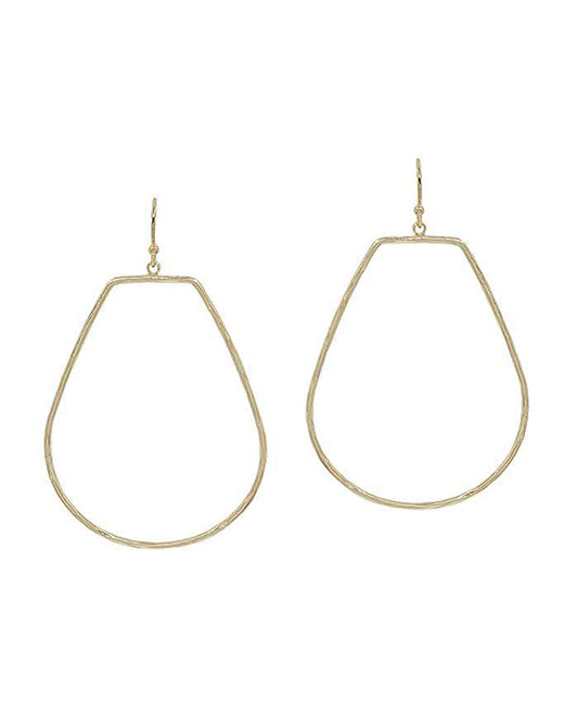 Geo Teardrop Hammered Texture Thin Earring