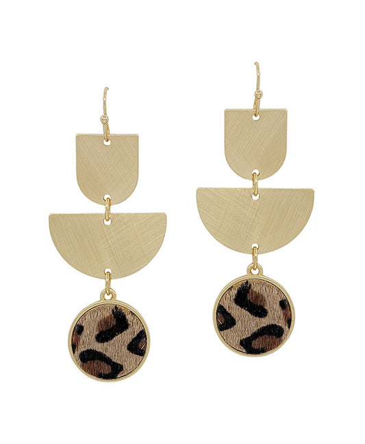 Geo Shape Metal Animal Print Earring