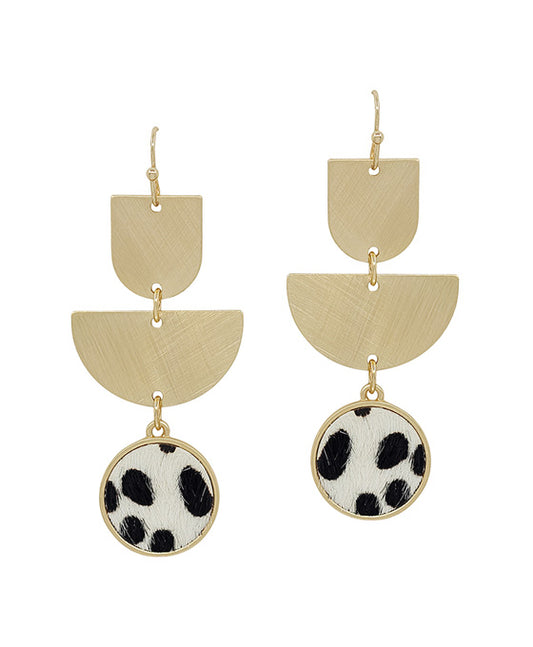 Geo Shape Metal Animal Print Earring