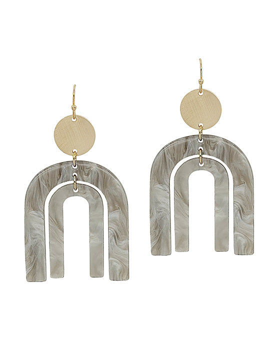 Geo Shape Resin Round Casting Earring