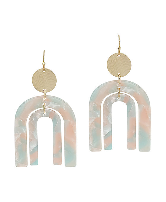 Geo Shape Resin Round Casting Earring