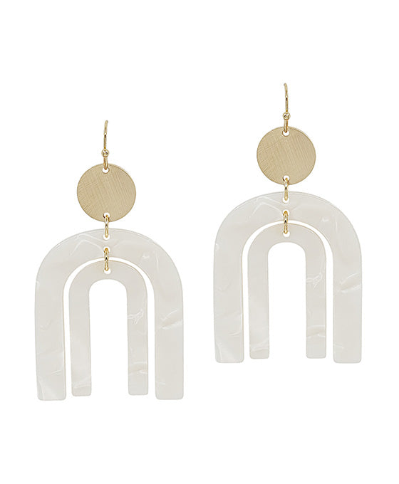 Geo Shape Resin Round Casting Earring