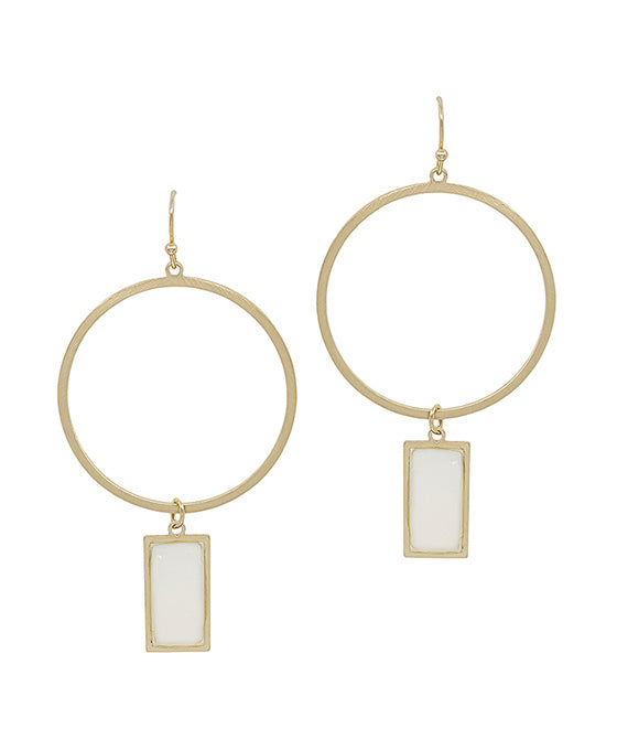 Mop Rectangle Charm Casting Earring