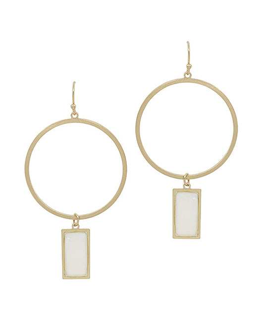 Mop Rectangle Charm Casting Earring
