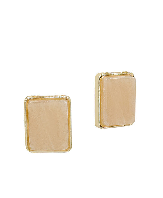 Square Shape Stone Post Earring