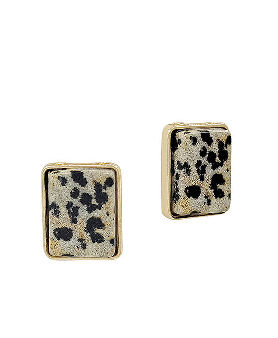 Square Shape Stone Post Earring