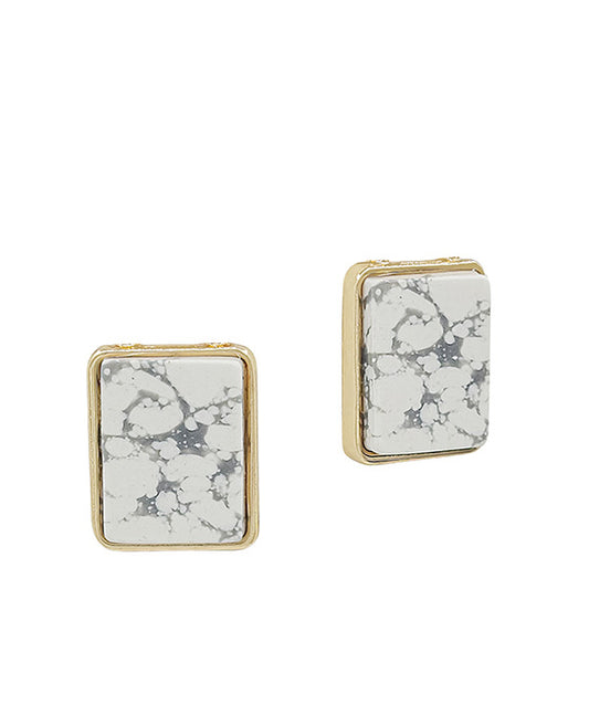 Square Shape Stone Post Earring