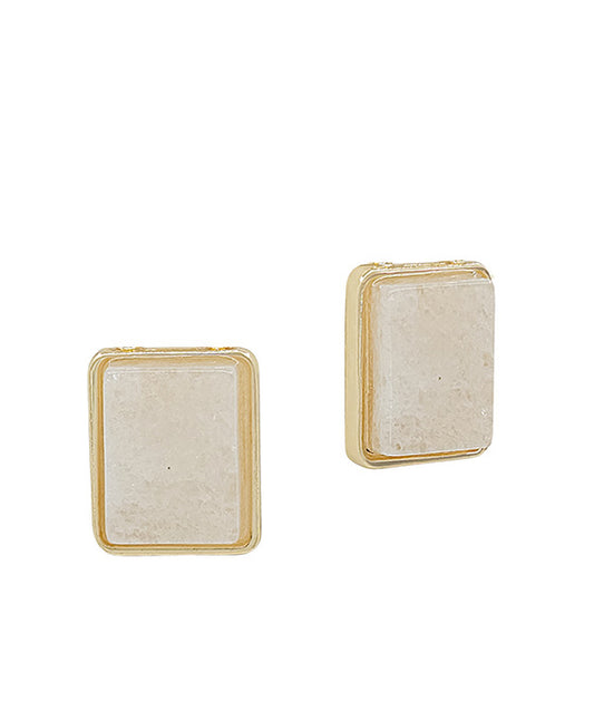 Square Shape Stone Post Earring