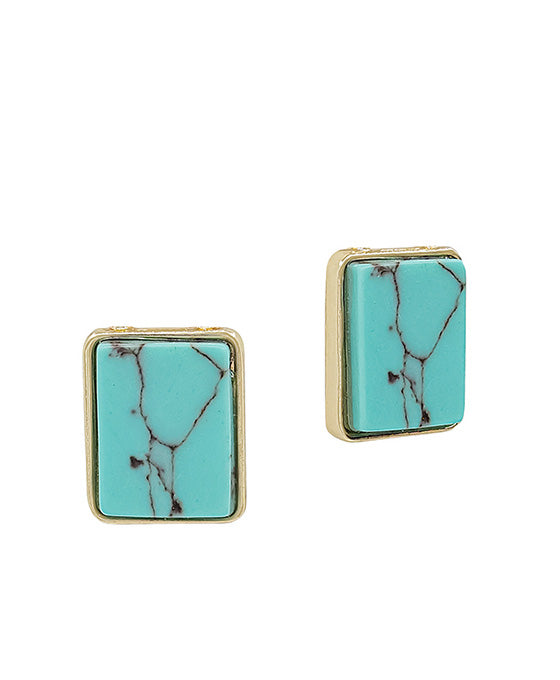 Square Shape Stone Post Earring