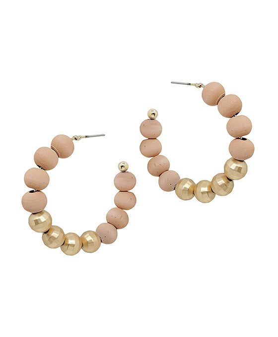 45mm Wood Hoop w/ Disco Ball Accent Earring