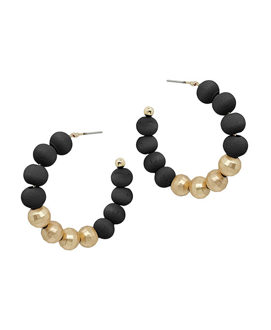 45mm Wood Hoop w/ Disco Ball Accent Earring
