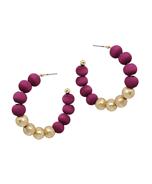 45mm Wood Hoop w/ Disco Ball Accent Earring