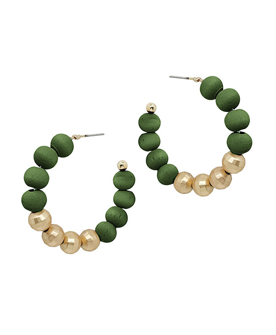 45mm Wood Hoop w/ Disco Ball Accent Earring