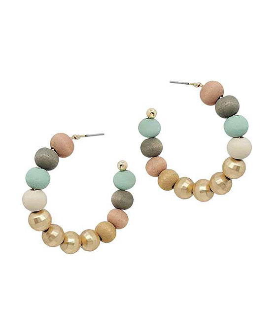 45mm Wood Hoop w/ Disco Ball Accent Earring
