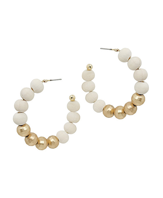 45mm Wood Hoop w/ Disco Ball Accent Earring