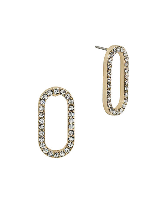 Oval Shape Pave Post Earring