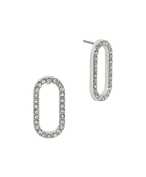Oval Shape Pave Post Earring