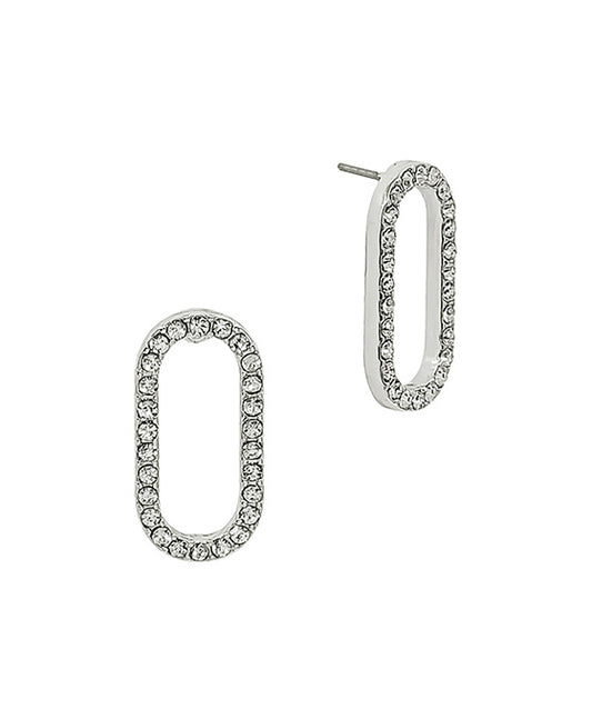 Oval Shape Pave Post Earring