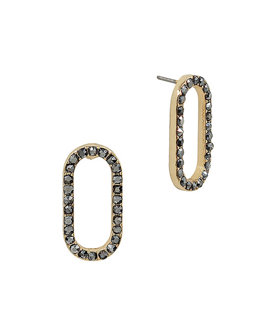Oval Shape Pave Post Earring