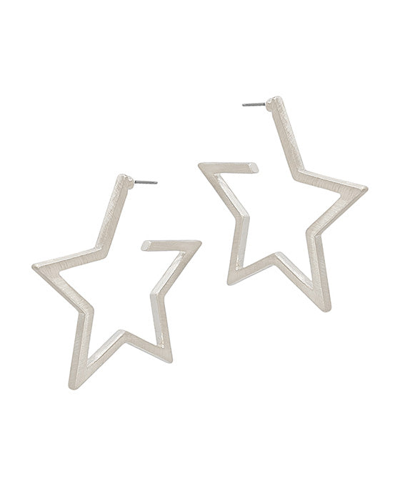 Star Satin Post Hoop Earring