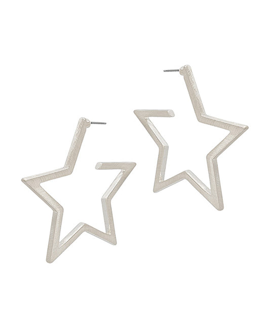 Star Satin Post Hoop Earring