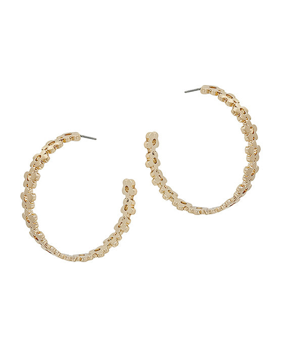 Flower Detail C Hoop Earring