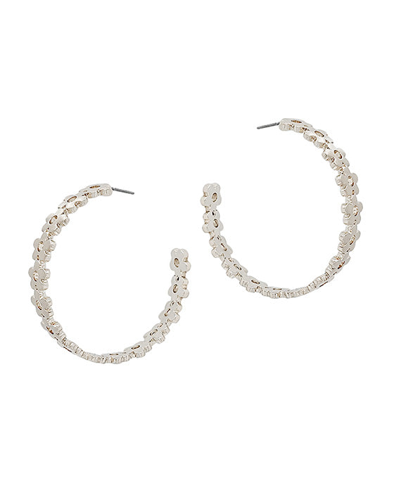 Flower Detail C Hoop Earring