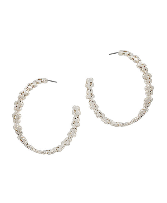 Flower Detail C Hoop Earring