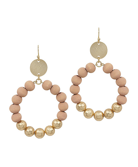 Wood Beads Round Shape Earring