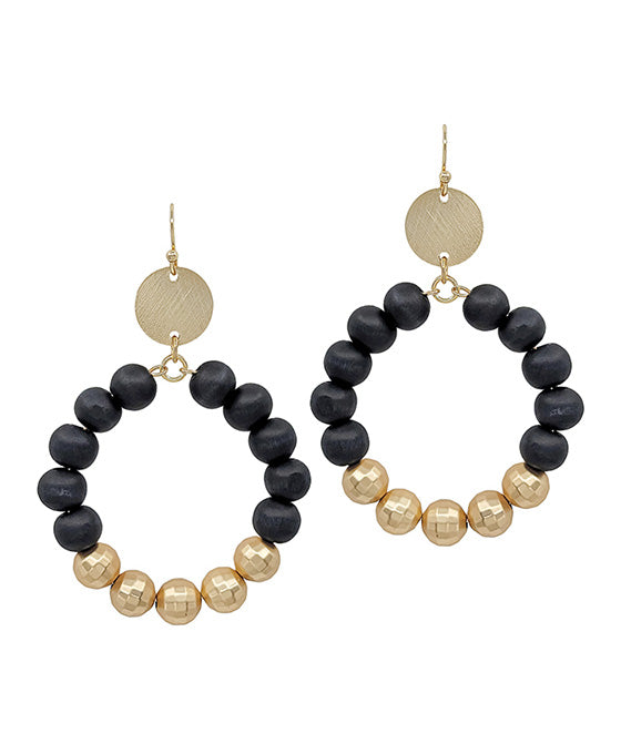 Wood Beads Round Shape Earring