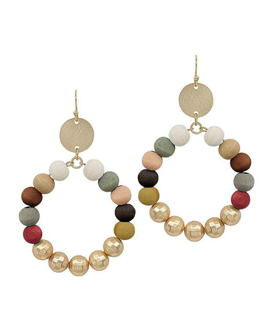 Wood Beads Round Shape Earring