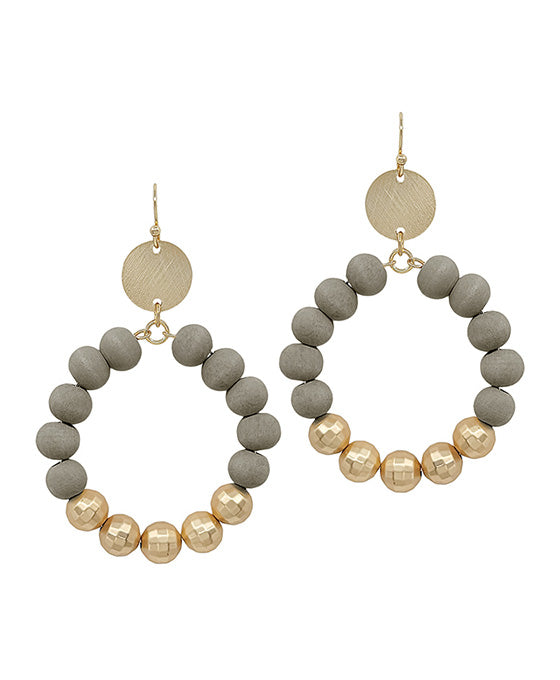 Wood Beads Round Shape Earring